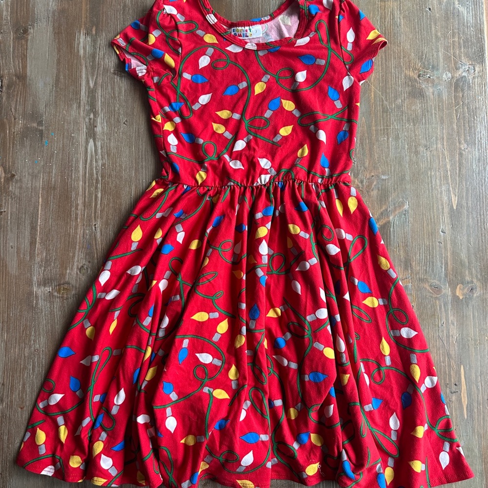 Christmas Vintage Bulbs Dot Dot Smile Girls Dress
